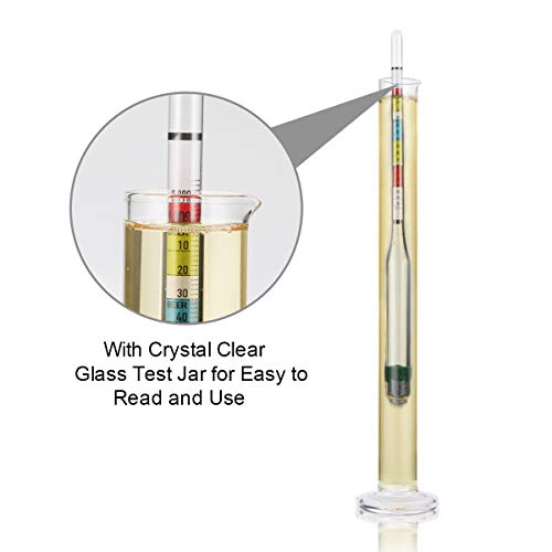 Triple Scale Hydrometer and Glass Test Jar Set for Home Brewing