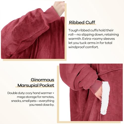 Yescool Oversized Wearable Blanket Hoodie - Red Halloween Gift