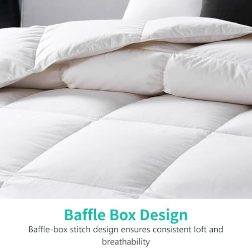 APSMILE Organic Cotton Down Feather Comforter - All Season King Duvet Insert
