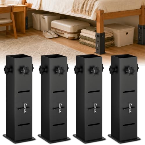 Heavy Duty Bed Risers for Under-Bed Storage, Adjustable Heights