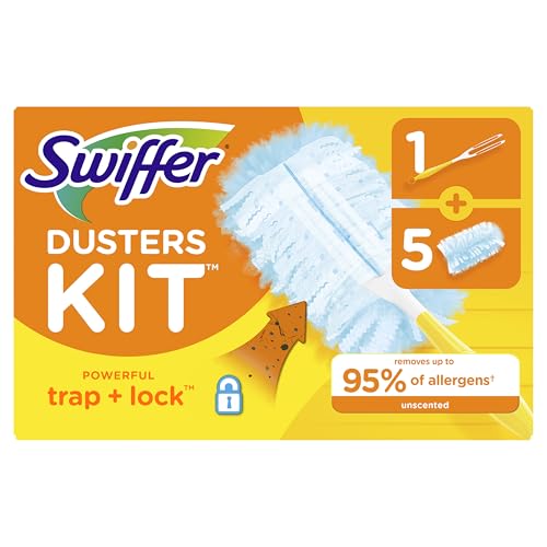 Duster Cleaning Kit with Handle and 5 Dusting Cloths