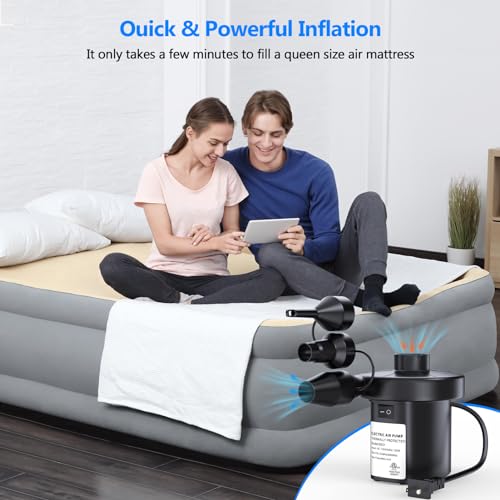 Electric Air Pump for Inflatables & Air Mattress with 3 Nozzles (110V)