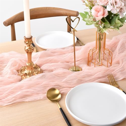 Peach Cheesecloth Table Runner 10ft Fall Wedding & Party Decor - Joanlody