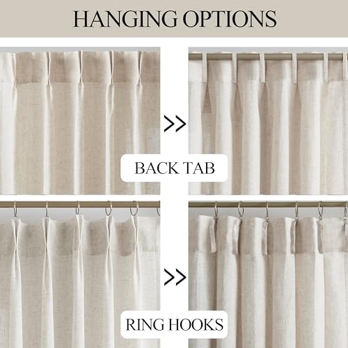 Pinch Pleated Semi Sheer Curtains - Textured Linen, 108"