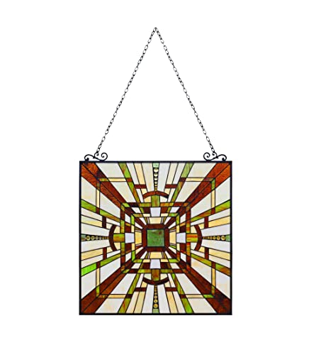 Handcrafted Stained Glass Mission Window Panel - 25" Wide