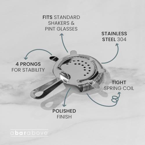A Bar Above Stainless Steel Cocktail Strainer 4-Prong Hawthorn for Boston Shakers