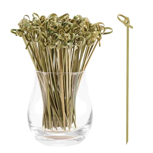 200 PCS Bamboo Knot Cocktail Picks, 4.7-Inch Appetizer & Fruit Skewers