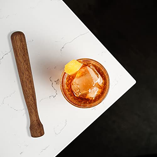 Wooden Cocktail Muddler - Food-Safe Walnut Bar Tool for Mojito & More