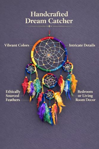 Rainbow Chakra Dream Catcher Wall Decor, 7-Inch Boho Hanging Ornament
