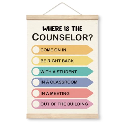 School Counselor Door Sign Canvas Poster with Wood Hanger 12x16