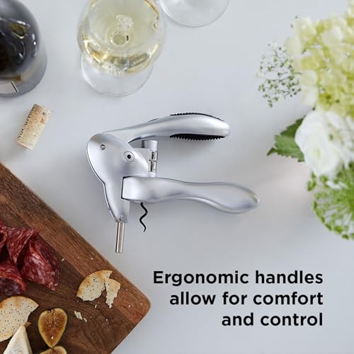 Rabbit Original Lever Corkscrew Wine Opener with Foil Cutter & Extra Spiral - Silver / 1 Count