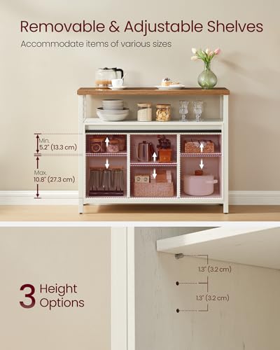 Rustic Sliding Barn Door Buffet Cabinet & Coffee Bar Storage Sideboard