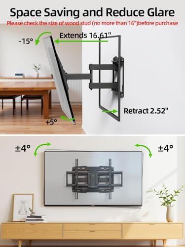 Full Motion TV Wall Mount for 42-86 Inch TVs, Swivel and Tilt Bracket