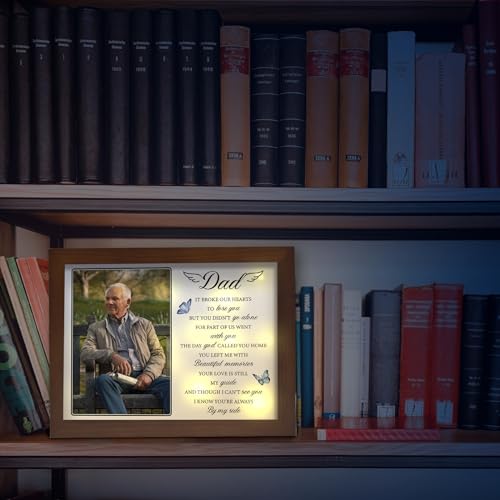 Memorial Shadow Box for Loss of Dad, Sympathy Picture Frame with LED Lights