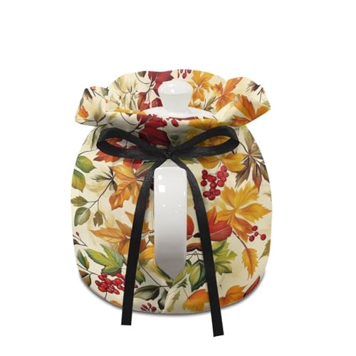 Insulated Tea Cozy with Maple Leaf Print - Elastic Teapot Warmer Cover
