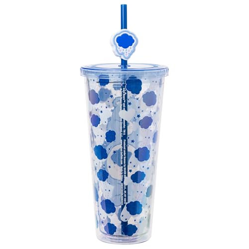 Care Bears Grumpy Bear Glitter Cold Cup 24oz, Official Silver Buffalo Merchandise