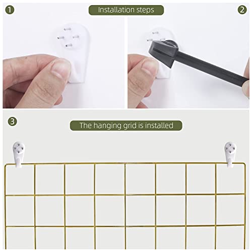 Gold Metal Grid Wall Panel Set - 17.3 x 11.8 Inch Photo Display Organizer