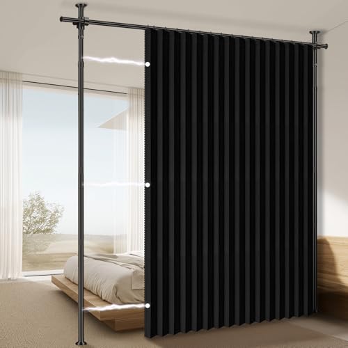 100% Blackout Room Divider Curtain with Adjustable Tension Rod 84x100