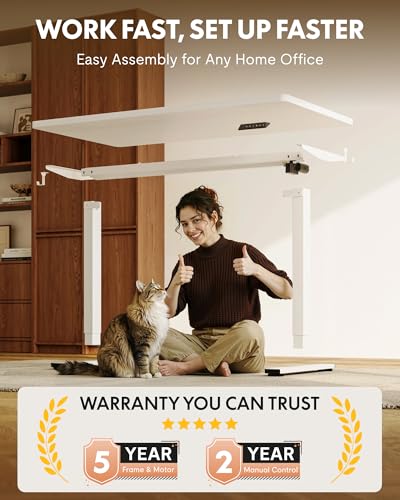 48-Inch Electric Standing Desk with 4 Memory Presets, White