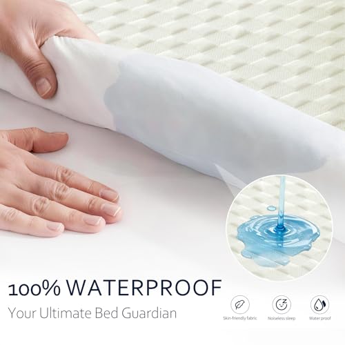 Organic Cotton Waterproof Mattress Protector King Size - 250GSM, Deep Pocket, Noiseless
