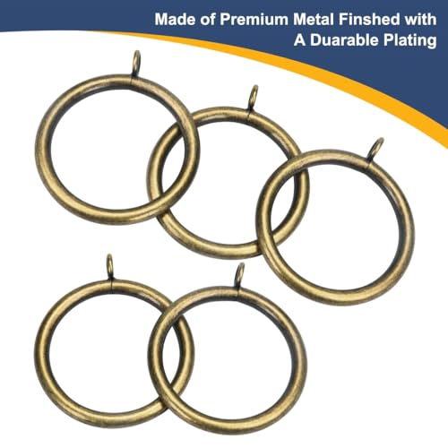 2-Inch Metal Curtain Rings, Antique Brass, Set of 18