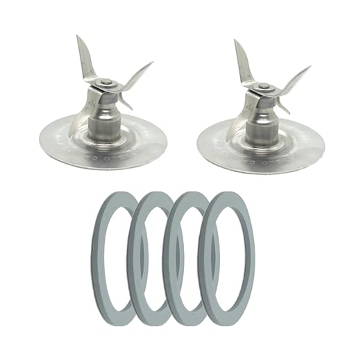 2-Pack Stainless Steel Blender Blade Replacement with 4 Sealing Gaskets