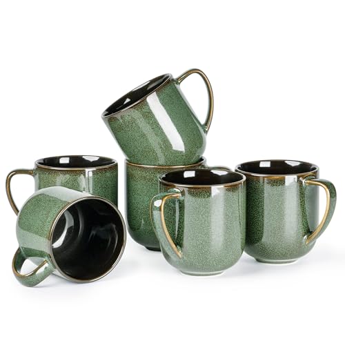 LERATIO Reactive Glaze Ceramic Coffee Mug Set of 6, 12oz - Handmade & Durable