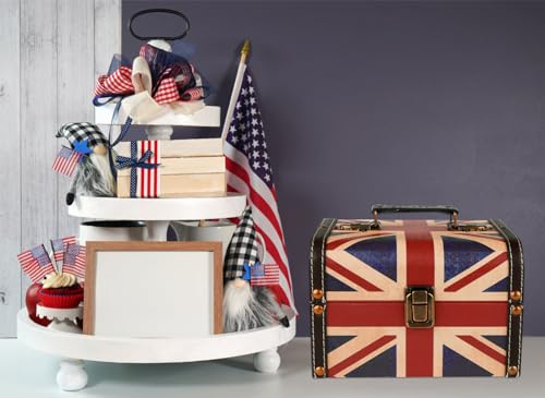 Vintage British Flag Wooden Treasure Chest Jewelry Keepsake Storage Box