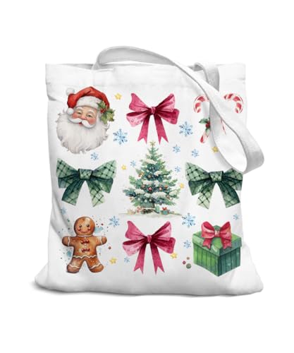 SZERE Christmas Canvas Tote Bags for Women, Reusable Shopping Bags – Gift Variation
