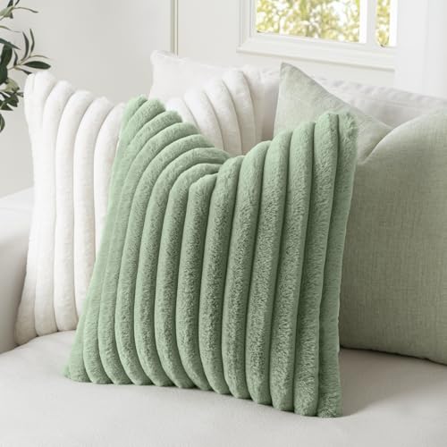 MIULEE Faux Fur Throw Pillow Covers 18x18 Set of 2 - Soft Plush Cushion Covers