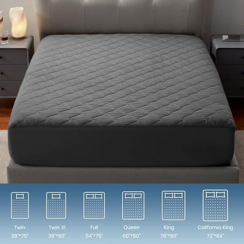 SLEEP ZONE Waterproof Queen Mattress Protector - Deep Pocket Grey