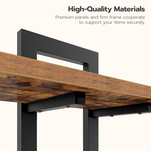2-Tier Floating Wall Shelves Set, Rustic Industrial Storage Shelves