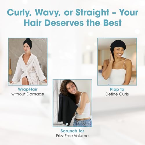 Large Cotton Hair Towel for Long Thick Hair, Anti-Frizz Wrap 29" x 45"