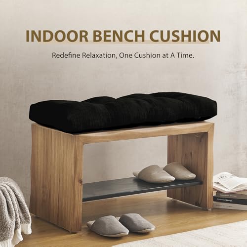 Tufted Indoor Bench Cushion 36x14x4 Inch, Non-Slip Foam Seat Pad