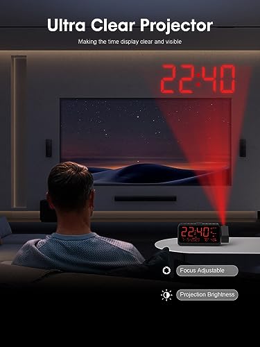 Digital Projection Alarm Clock with Ceiling Projector and Temperature Display
