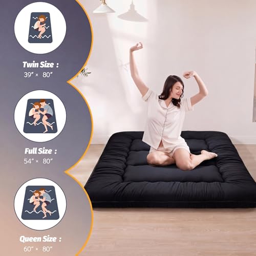 6-Inch Extra Thick Japanese Floor Mattress, Queen Size Foldable Futon Pad
