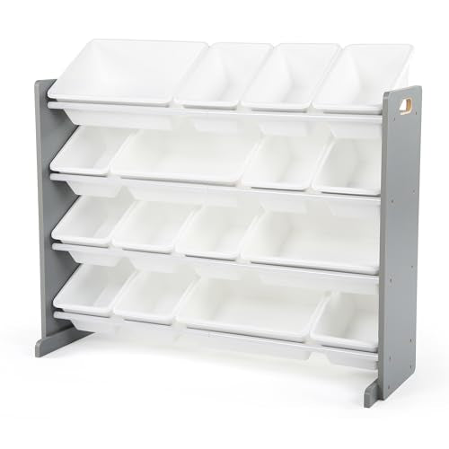 Kids Toy Storage Organizer with 16 Removable Bins - 4-Tier Playroom Shelf