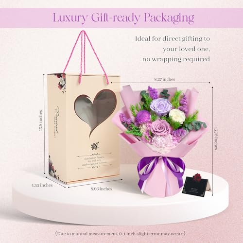 Preserved Rose Bouquet with Vase, Eternal Flowers for Home Decor & Gifts