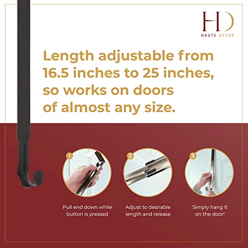Adjustable Metal Over-the-Door Wreath Hanger (16.5"-25", 20 lb Capacity)