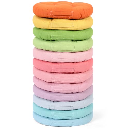 12-Piece Round Floor Cushion Set for Kids Classroom Seating, 15-inch