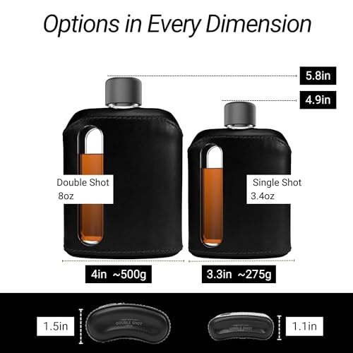 Ragproper 8oz Leather & Glass Hip Flask Set with Gift Box & Accessories