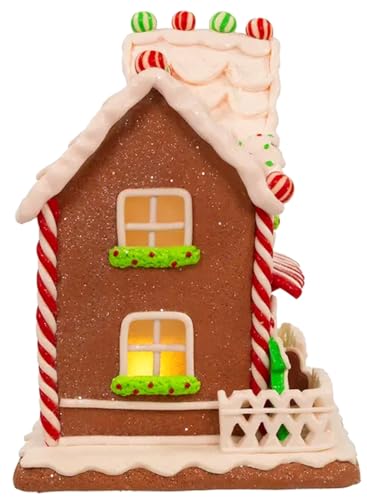Light Up Gingerbread House Christmas Decor - 9-inch Holiday Village Figurine