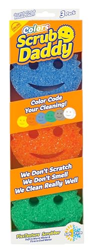 Scrub Daddy Colors Kitchen Sponges - Scratch-Free FlexTexture Dishwashing Sponges (3 Count)
