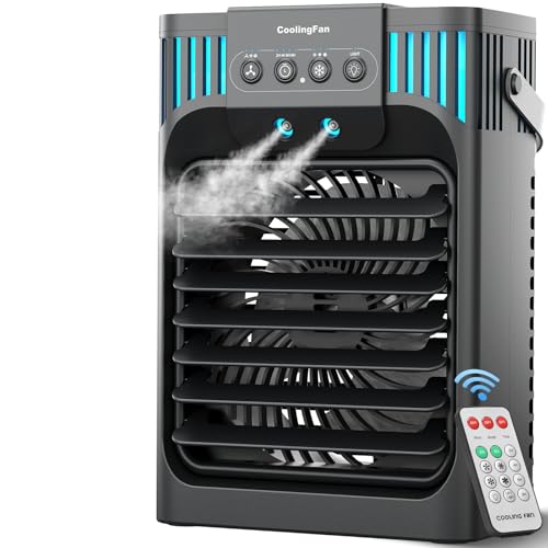 Portable Air Conditioner Fan, 1200ml Personal Cooler with Mist and Remote