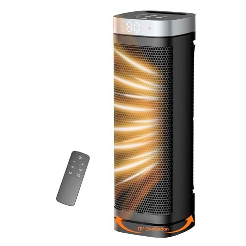 17-Inch Electric Space Heater with Thermostat, Remote and Oscillation