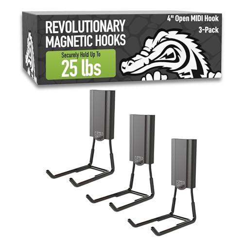 Heavy-Duty Magnetic Utility Hooks 3-Pack with Easy-Release Lever, 25 lb Capacity
