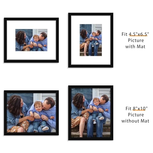 8x10 Black Picture Frame Set of 12 - Modern Gallery Wall Frames with Mat