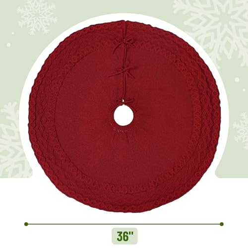 Mr. Pen Christmas Tree Skirt 36 Inch Red Knitted Holiday Decor