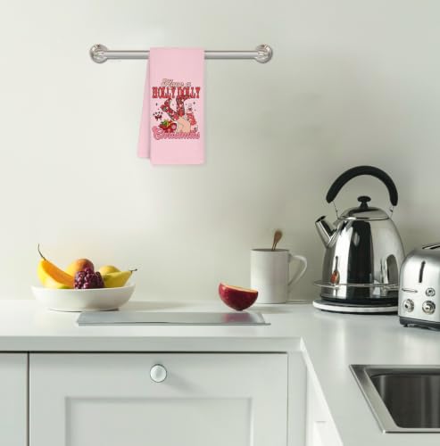 Pink Deep Pink Have a Holly Dolly Cowgirl Christmas Kitchen Towels 16x24 - YTRGI