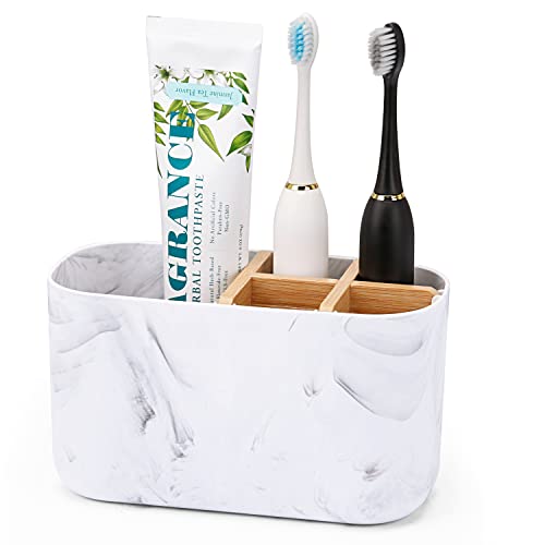 GFWARE Marble Toothbrush Holder & Toothpaste Organizer with 5 Slots